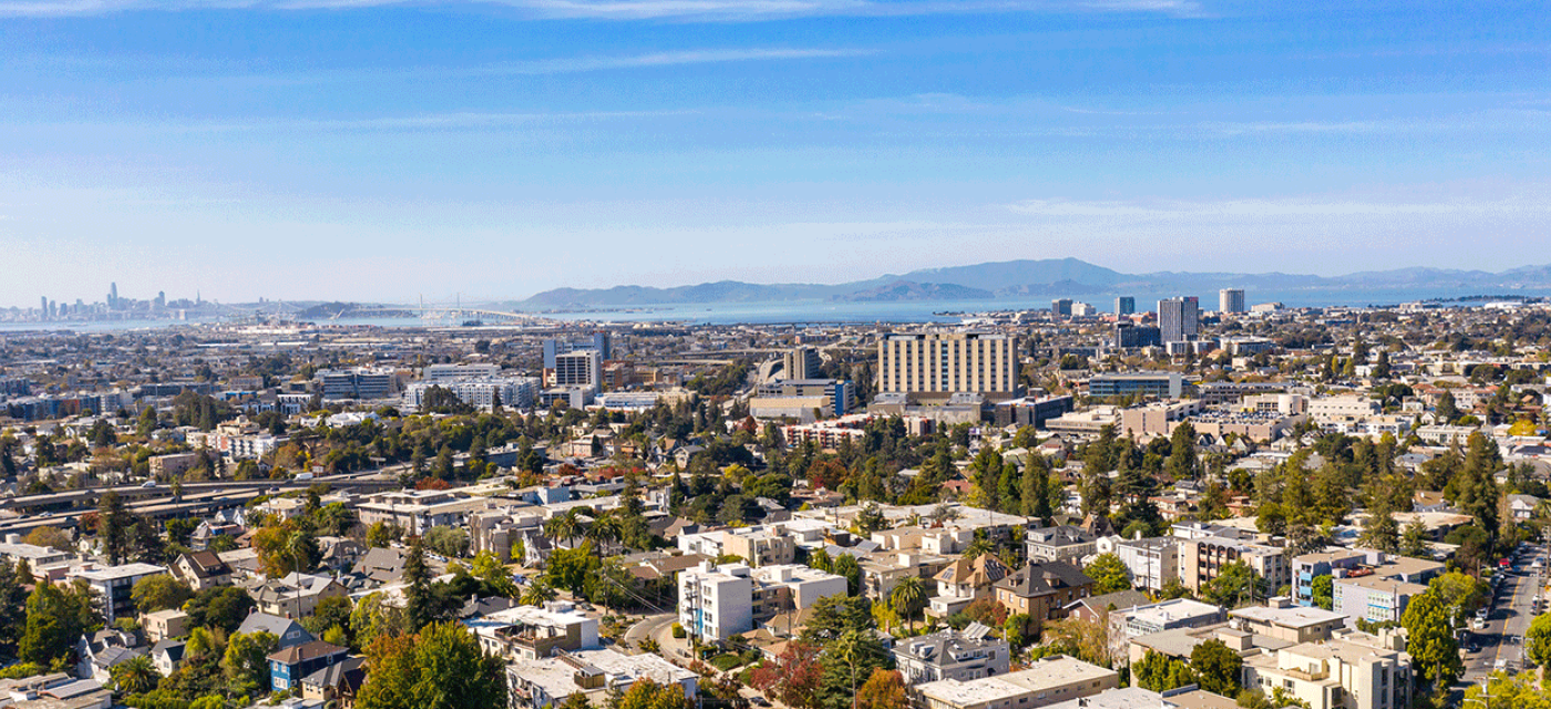 A city skyline overlooking the Bay Area.